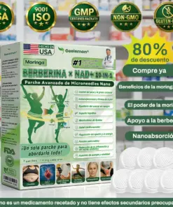 Geelemon® MoringaBerberine NAD 10 en 1 Parche Avanzado de Nanomicroagujas(Siete días de resultados con uso diario) Para obesidad, piel suave, diabetes, problemas articulares y más